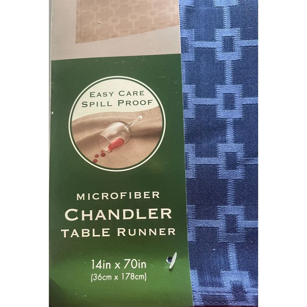 Chandler Table Runner Fabric Cloth Navy Blue Easy Care Spill Proof 14